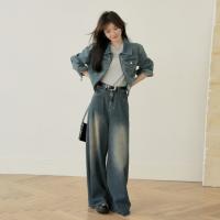 【日系街头风】2024秋季款 气质休闲复古色系牛仔拉链短外套