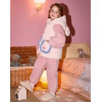 【童趣系列】女童睡衣冬加绒厚款连帽兔耳睡衣家居服套装可外穿