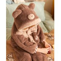 【加厚加绒】男童睡衣秋冬加厚北极绒小熊连帽家居服套装可外穿