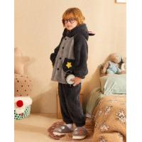 【立体耳朵连帽】男童睡衣秋冬加厚北极绒家居服套装可外穿