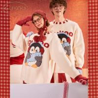 Gukoo/果壳睡衣情侣冬季小企鹅新款红色新年保暖男士家居服套装D