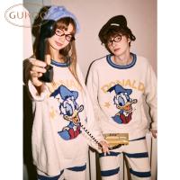 Gukoo果壳情侣睡衣迪士尼唐老鸭睡衣女款秋冬半边绒男家居服套装D