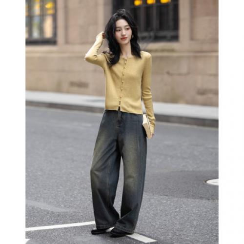 【温柔暖黄针织衫】冬款显瘦气质长袖亲肤感套头衫女