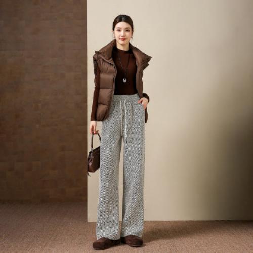 【温暖加绒系列】冬季慵懒风松紧腰系带亮闪直筒小个子女式休闲裤