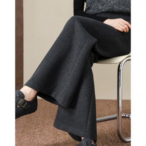 【桑蚕丝绵羊毛混纺】25冬醇厚保暖高腰弹力喇叭显瘦女式休闲裤