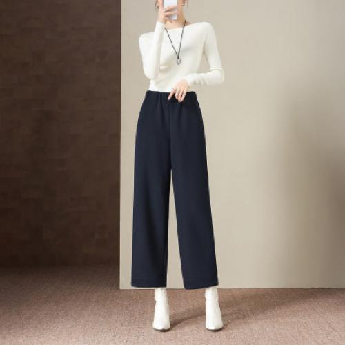 【绵羊毛莱赛尔混纺】冬季高腰显瘦藏肉九分萝卜休闲裤女高级感