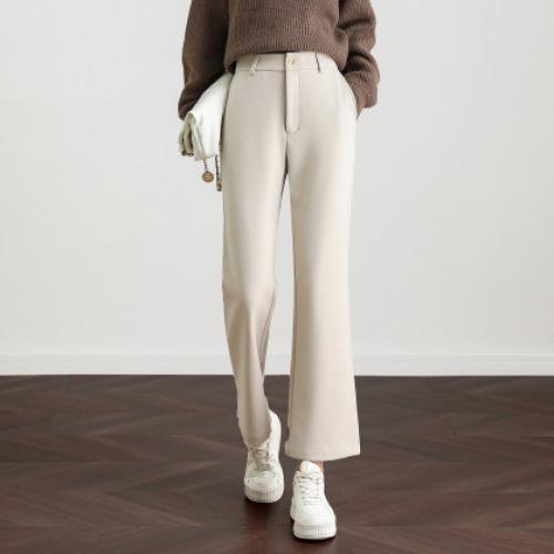 【职场人好“裤”】冬商务通勤后腰橡筋喇叭裤星空呢女式休闲裤