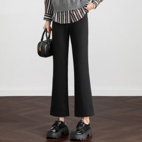 【职场人好“裤”】冬商务通勤后腰橡筋喇叭裤星空呢女式休闲裤