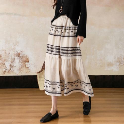 【民族风印花】2026春舒适好穿松紧腰三层拼接蛋糕裙A字女式半身裙