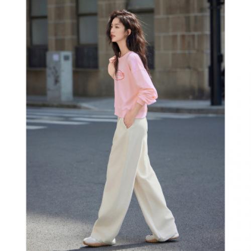 【贝壳粉圆领卫衣】秋减龄学院风舒适甜美氛围感卫衣女