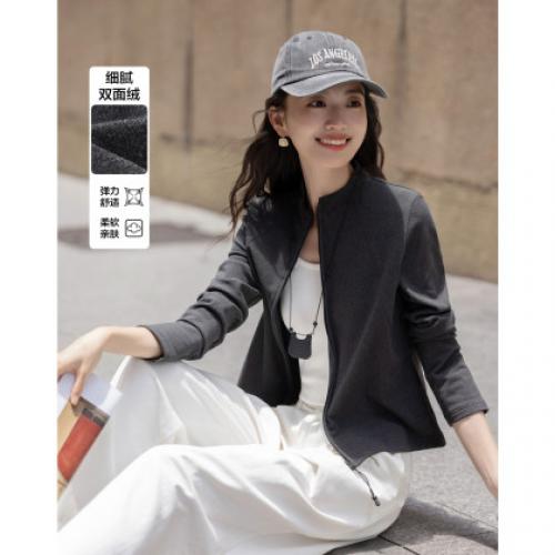 【细腻双面绒】秋季城市运动风弧线分割高弹修身舒适休闲女式外套