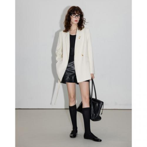 【设计感单侧双层领】春季通勤西装两粒扣长袖藏肉短款西服外套女