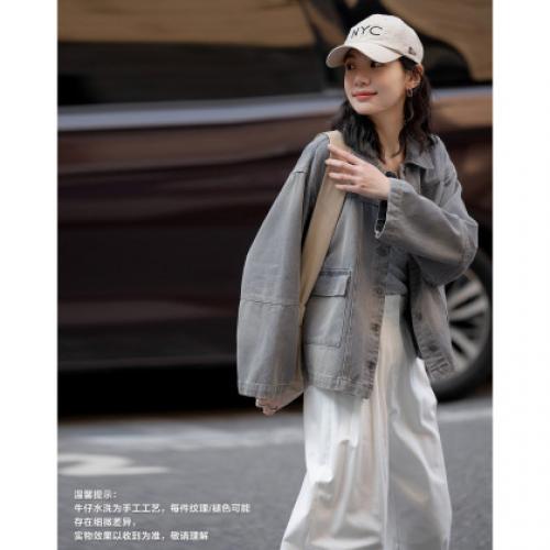 【牛仔乌托邦】春季高街时髦翻领廓形感藏肉舒适好搭女式牛仔外套