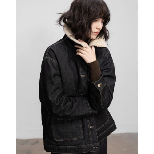 【巴恩风棉服】冬季保暖云朵棉时髦拼接翻领绗棉夹棉宽松女式棉衣