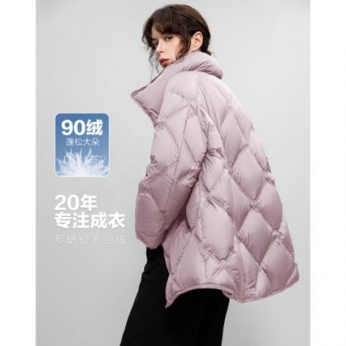 【15D泡芙云】冬季立翻两穿领菱格绗线按磁吸扣保暖女式羽绒服