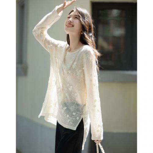 【交织的温柔】秋季立体蝴蝶衬衫圆领侧边开叉不对称衬衣女装上衣