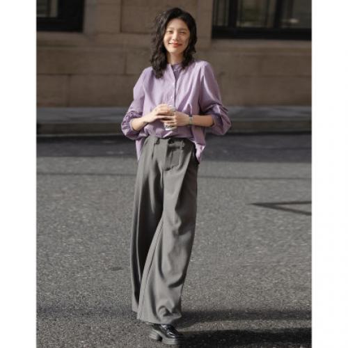 【北国情书】春季文艺风纯棉半开襟衬衫宽松藏肉好搭衬衣女式上衣