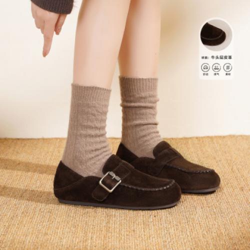 【游牧通勤】25秋冬百搭日常编织软底鞋保暖勃肯鞋毛毛鞋