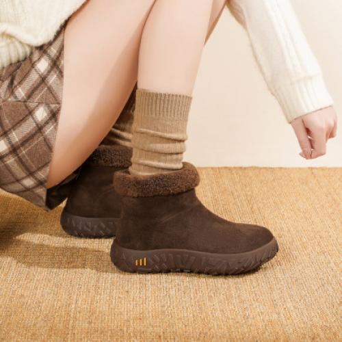 【韩系慵懒】25冬毛口立体榴莲纹底加厚仿羊羔毛保暖短靴雪地靴