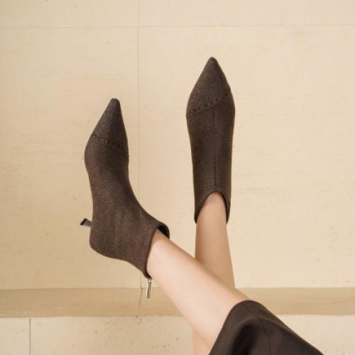 【韩系冬恋物语】25冬温柔感简约线条百搭酒杯跟呢料时装短靴