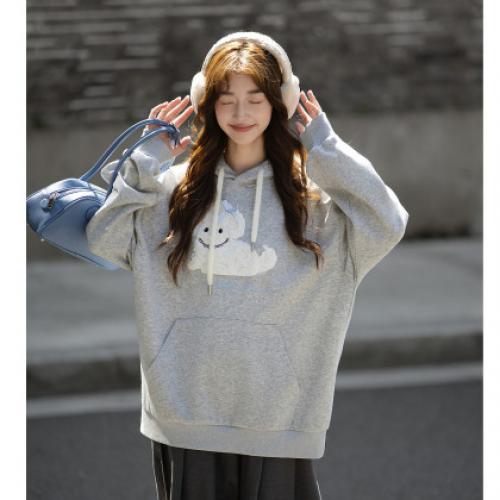 唐狮2026秋季新款灰色卫衣女韩版立体卷毛狗狗宽松连帽显瘦上衣