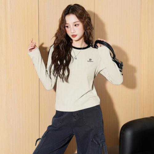 唐狮2026秋冬新款女长袖T恤美式复古手臂条纹辣妹修身正肩t恤