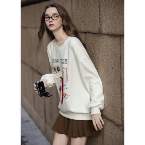 唐狮2026秋冬款女卫衣初秋女装高级感印花圆领卫衣秋装女上衣