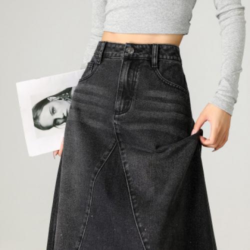 唐狮2026秋冬季新款牛仔半身长裙女百搭伞摆美式复古显瘦超好看