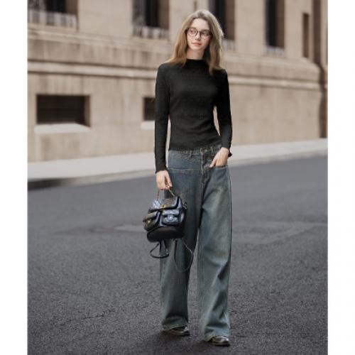 唐狮2026打底衫女秋冬可外穿半高领净色肌理针织打底衫高级感内搭