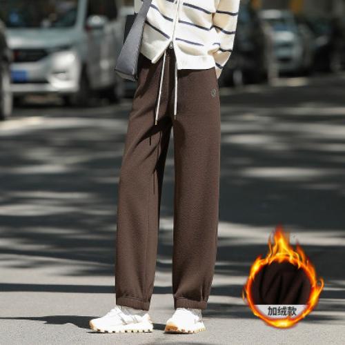 唐狮2026秋冬季女宽松休闲净色长裤加绒休闲裤直筒裤百搭女裤潮流