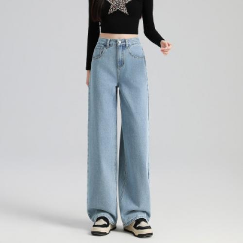 唐狮2026秋冬女士牛仔长裤蝴蝶结设计牛仔裤女款阔腿直筒裤高级感