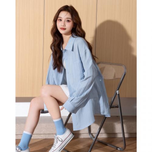 唐狮2025春季新款女长袖衬衫白色轻薄简约时尚高级感上衣宽松衬衣