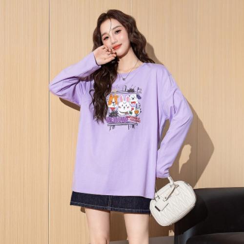 唐狮2025春季新款女长袖T恤圆领净色百搭休闲超好看早春上衣潮