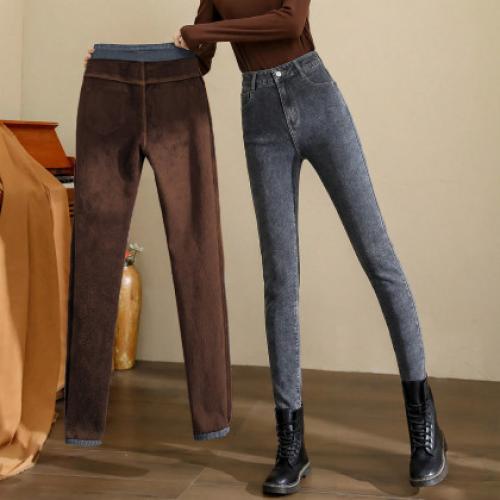 唐狮女紧身小脚牛仔长裤