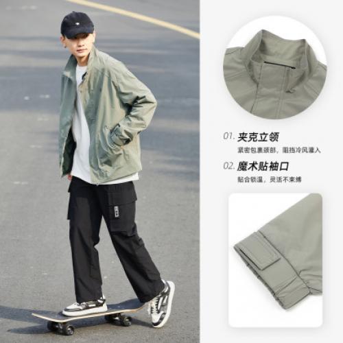 唐狮春秋季新款夹克外套男飞行夹克立领休闲宽松秋短款教练服潮流