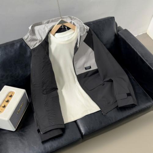 唐狮2025秋季外套男连帽夹克工装休闲潮拼接撞色外套上衣宽松韩版