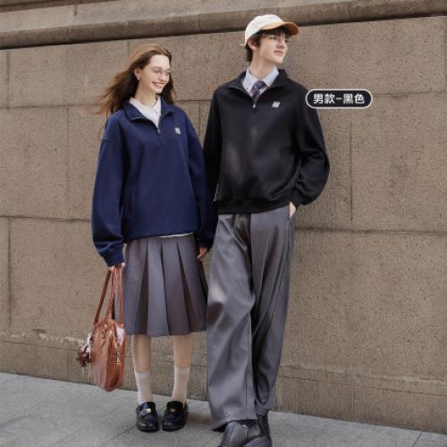 唐狮2026新款秋季卫衣情侣款半开襟卫衣外穿设计感时尚立领外套