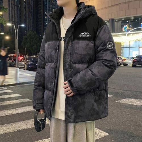 唐狮2026秋冬季羽绒外套男连帽拼接泼墨短款羽绒服90鸭绒保暖百搭