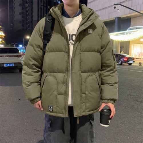 唐狮2026冬加厚短款羽绒服男连帽保暖黑色百搭时尚羽绒外套面包服