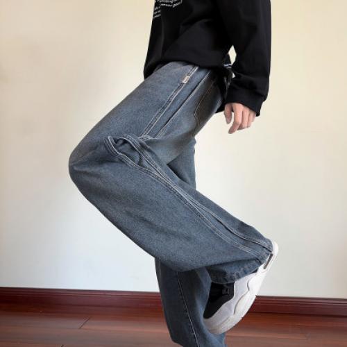 唐狮2026秋冬新款男牛仔长裤宽松侧边直筒裤美式复古潮流牛仔