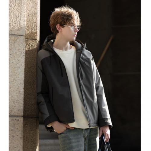 唐狮2026秋冬季短款棉衣男连帽拼接超酷冲锋少年上衣夹克宽松休闲