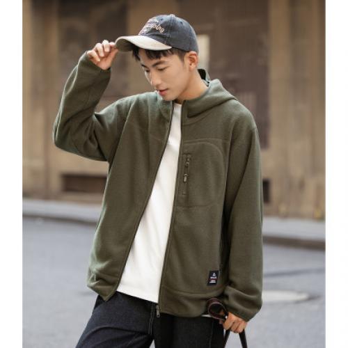 唐狮2025春秋冬季新款摇粒绒外套男连帽通勤男士夹克外套休闲保暖