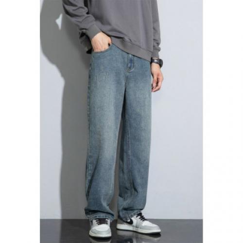 唐狮春秋季新款男牛仔裤宽松阔腿裤子复古美式潮牌直筒裤男生冬