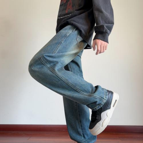 唐狮2026男款牛仔裤宽松长裤绣花设计感美式复古高街长裤子潮流