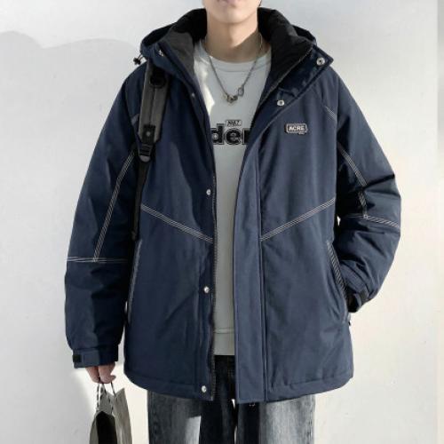 唐狮2026冬季短款羽绒服男立领明线设计时尚百搭藏青鸭绒羽绒外套