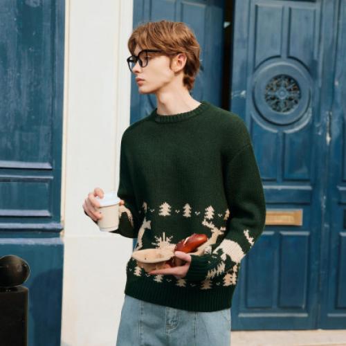 唐狮2026秋冬毛衣情侣款圆领套头费尔岛提花节日氛围毛线衫超好看