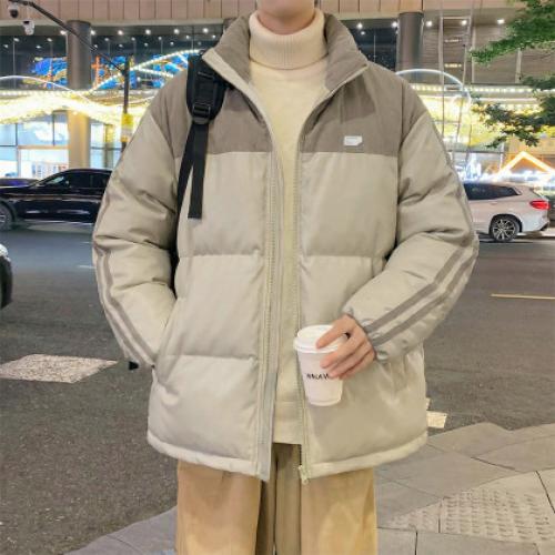 唐狮2026秋冬季短款棉衣男立领拼接休闲风宽松面包服帅气百搭时尚