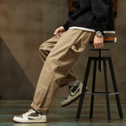 唐狮2026秋冬休闲长裤男卡其色小脚裤基本直筒时尚休闲日系风穿搭