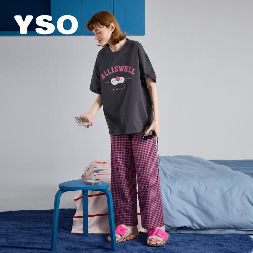 yso【酷猫系列】睡衣女春夏棉套装休闲简约高级感可外穿家居服A