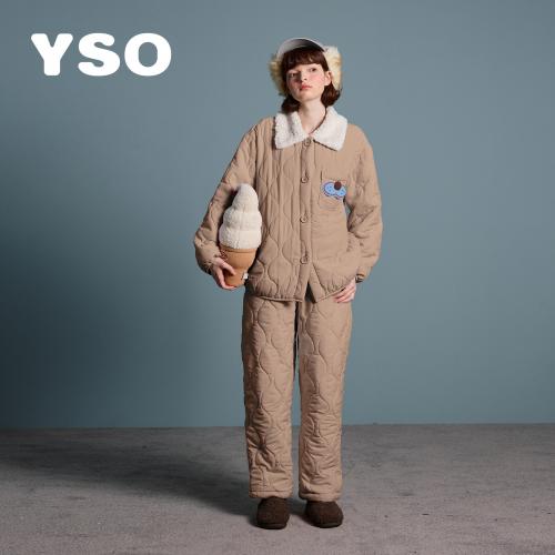 yso【酷猫系列】睡衣女冬季加厚粉色夹棉保暖可爱家居服外穿套装D